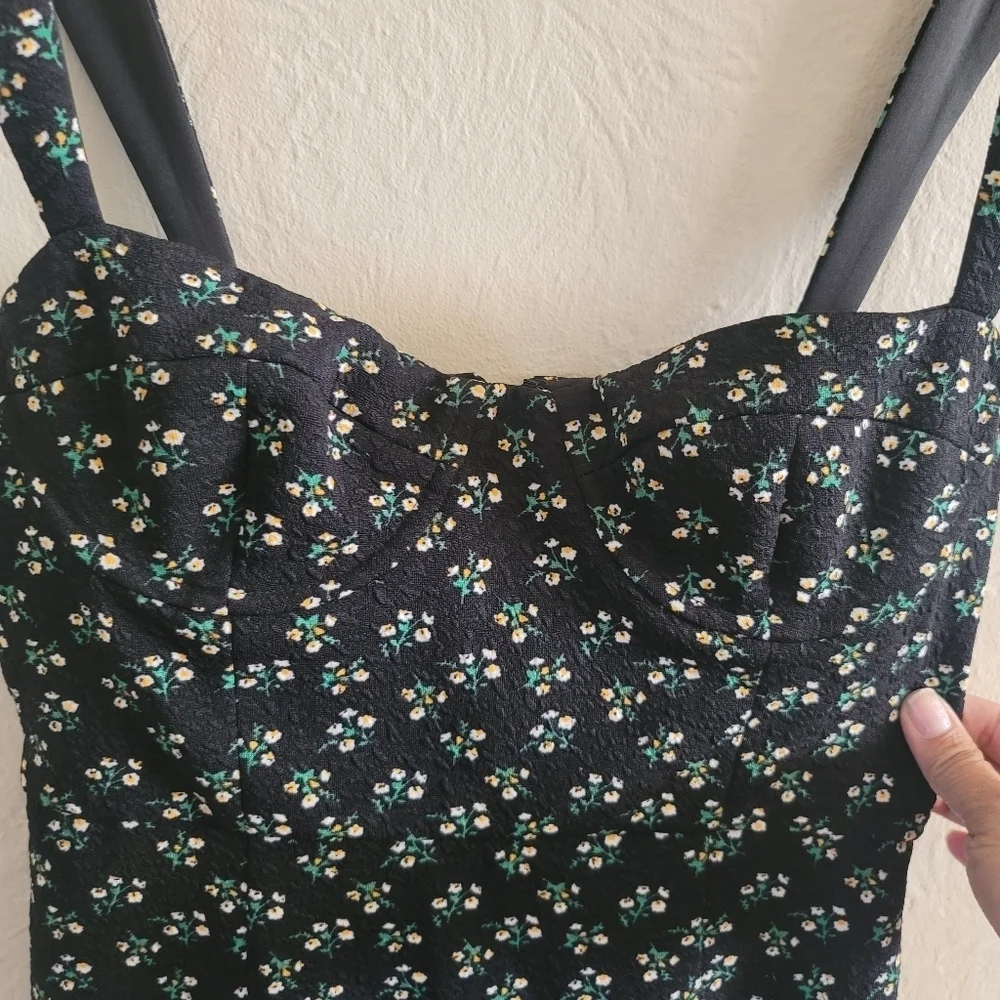 Hutch (Anthropologie),‎ Ditsy Floral Corset Mini Dress, Black, Size Small